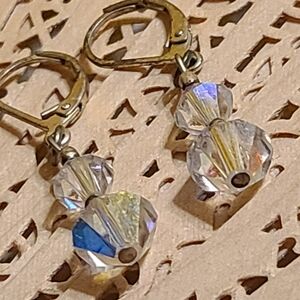 Unique Vintage Gold and Crystal Drop Earrings